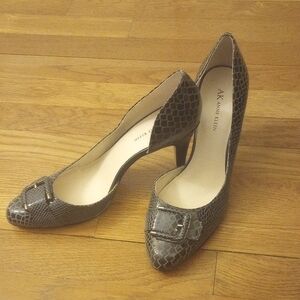 Anne Klein Dark Teal Snakeskin Heels